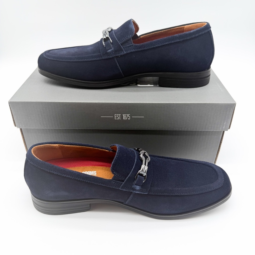 Stacy Adams Ravelle Moc Toe Slip On Bit Loafers Navy Blue Suede Shoes 7.5 NEW - Picture 3 of 15